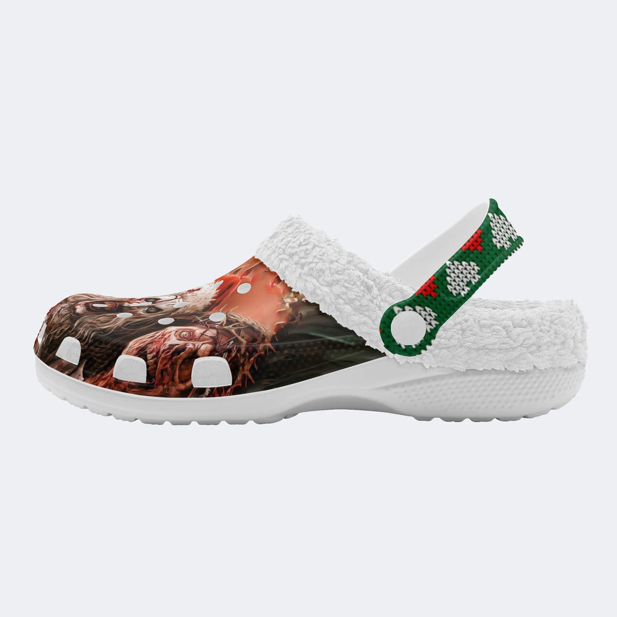 Christmas Ghostface Print - Fur Lined Slippers/Sandals