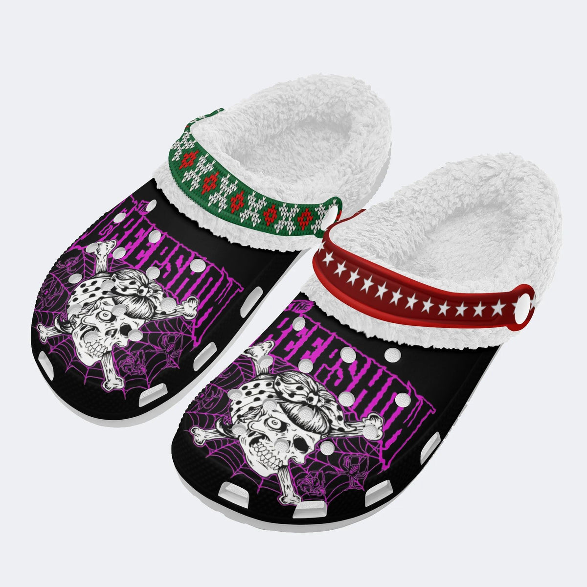 Unisex Horror Movie Graphic Print - Fur Lined Slippers/Sandals