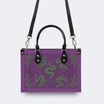 Inscribed Viper Print - Leather Handbag