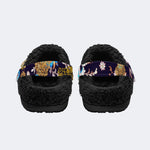 Unisex Flowers Print - Fur Lined Slippers/Sandals