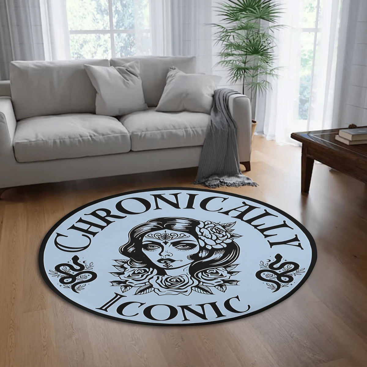 Retro Beauty And Snake Print - Floor Mat