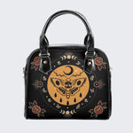 Moths Under The Moon - Leather Shoulder Handbag