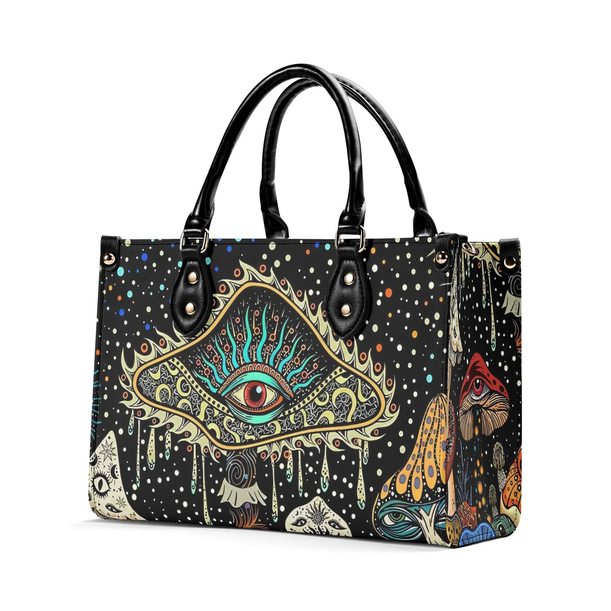 Retro Dark Mushroom Eyes Halloween Print - Handbag