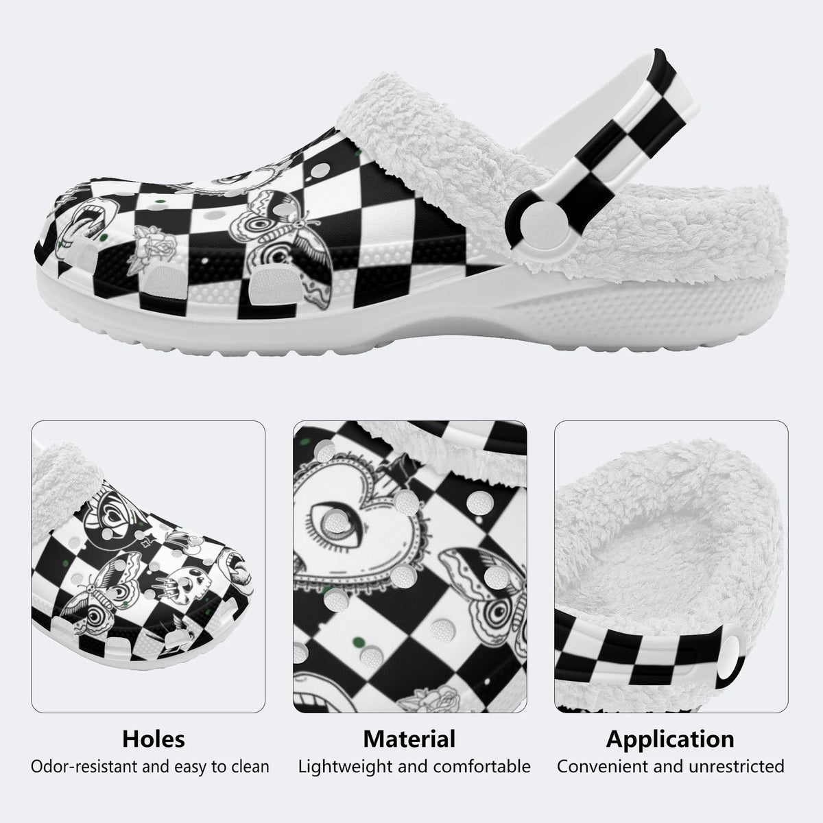 Gothic elements combination Print - Colorable Fur Lined Slippers/Sandals