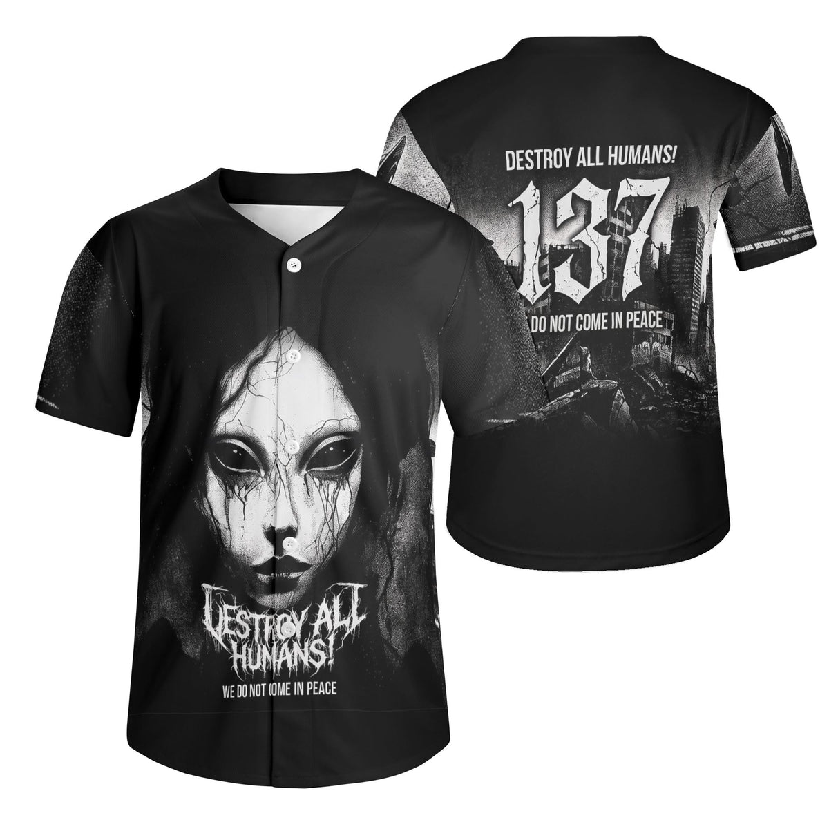 Dark Horror Alien - Men's Short Sleeve Baseball Jersey