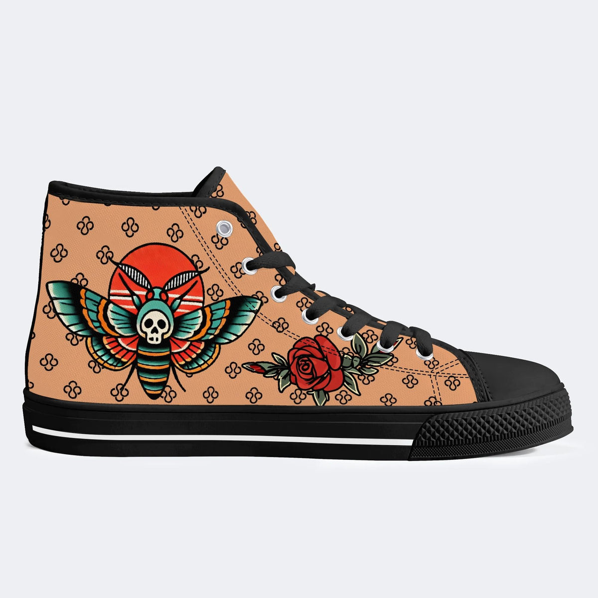 Vintage Rose Death Moth - High Top Canvas