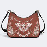 Classic Death Moth Vintage Print - Leather Crossbody Bag