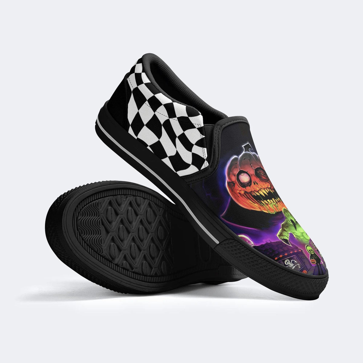 Halloween Horror Night Print - Slip On Shoes