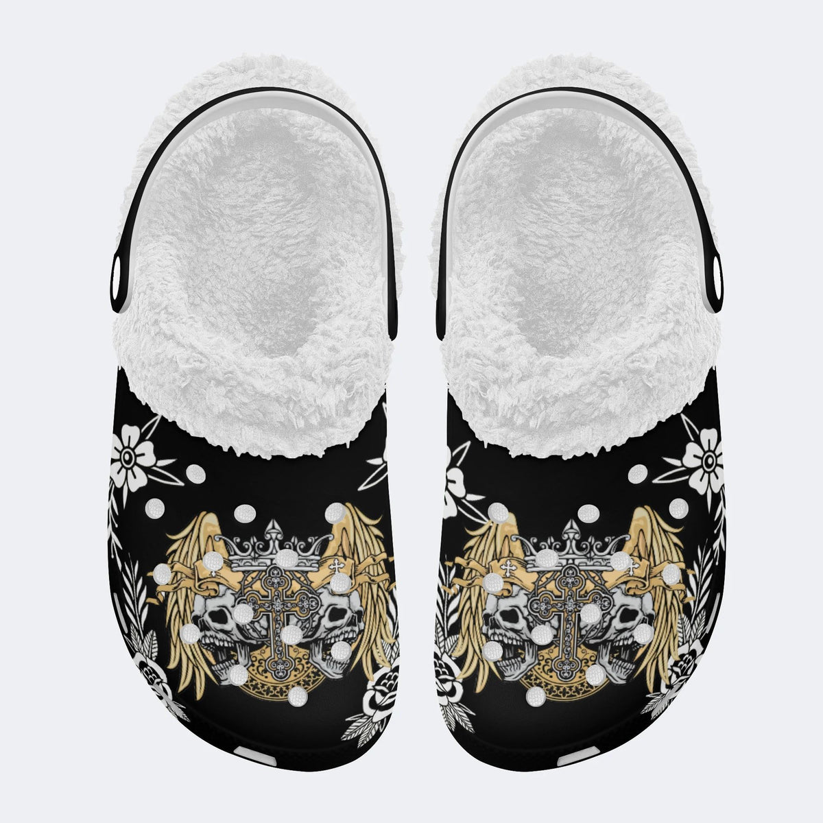 Grunge Skull Skull - Fur Lined Slippers/Sandals