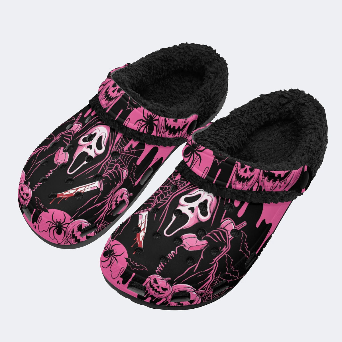 Spooky Pink Ghostface - Fur Lined Slippers/Sandals