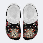 Japanese Style Frog Print - Fur Lined Slippers/Sandals