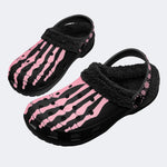 Pink Gradient Skeleton Toes Skull - Fur Lined Slippers/Sandals