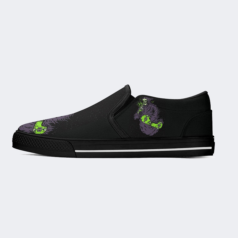 Skull Skateboard - Slip On Shoes