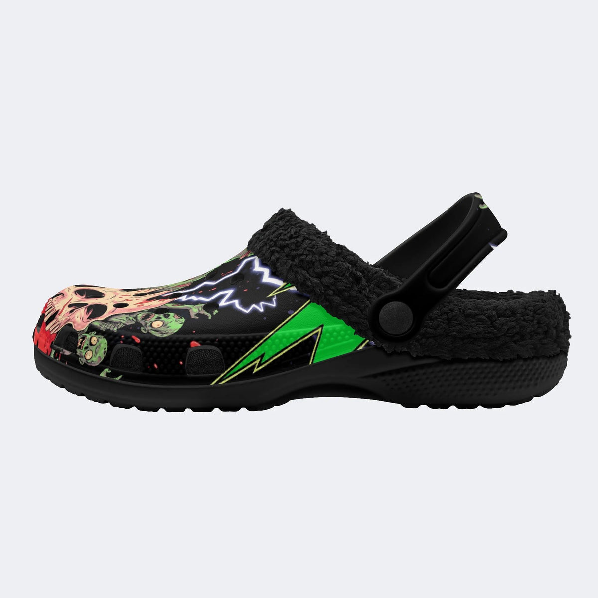 Zombie Skull Horror‑Fur Lined Slippers Sandals