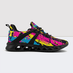 Neon Graffiti Print Elastic Sport Sneakers