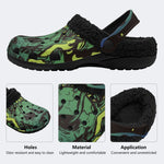 Toxic Green Skull - Fur Lined Slippers/Sandals