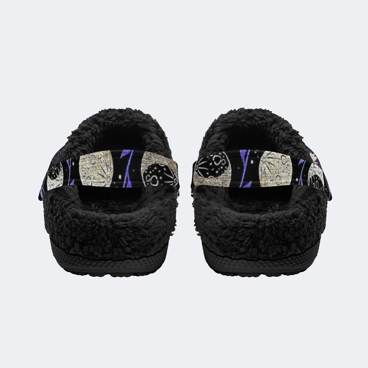 Gothic Witchy Death Moth - Fur Lined Slippers/Sandals