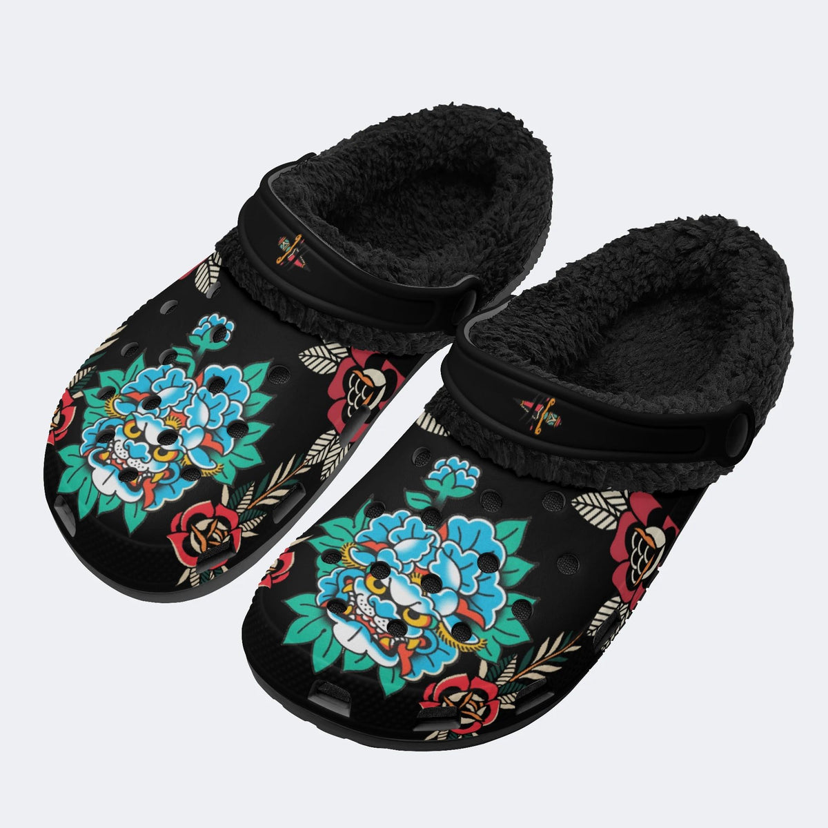 Tang Lion Art Print - Fur Lined Slippers/Sandals