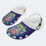 Christmas Zombie Santa Claus Print - Fur Lined Slippers/Sandals