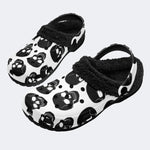 Gothic Skull Print - Fur Lined Slippers/Sandals