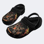 Snake Dagger Rose Print - Fur Lined Slippers/Sandals