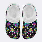 Magic Mushrooms Print- Fur Lined Slippers/Sandals