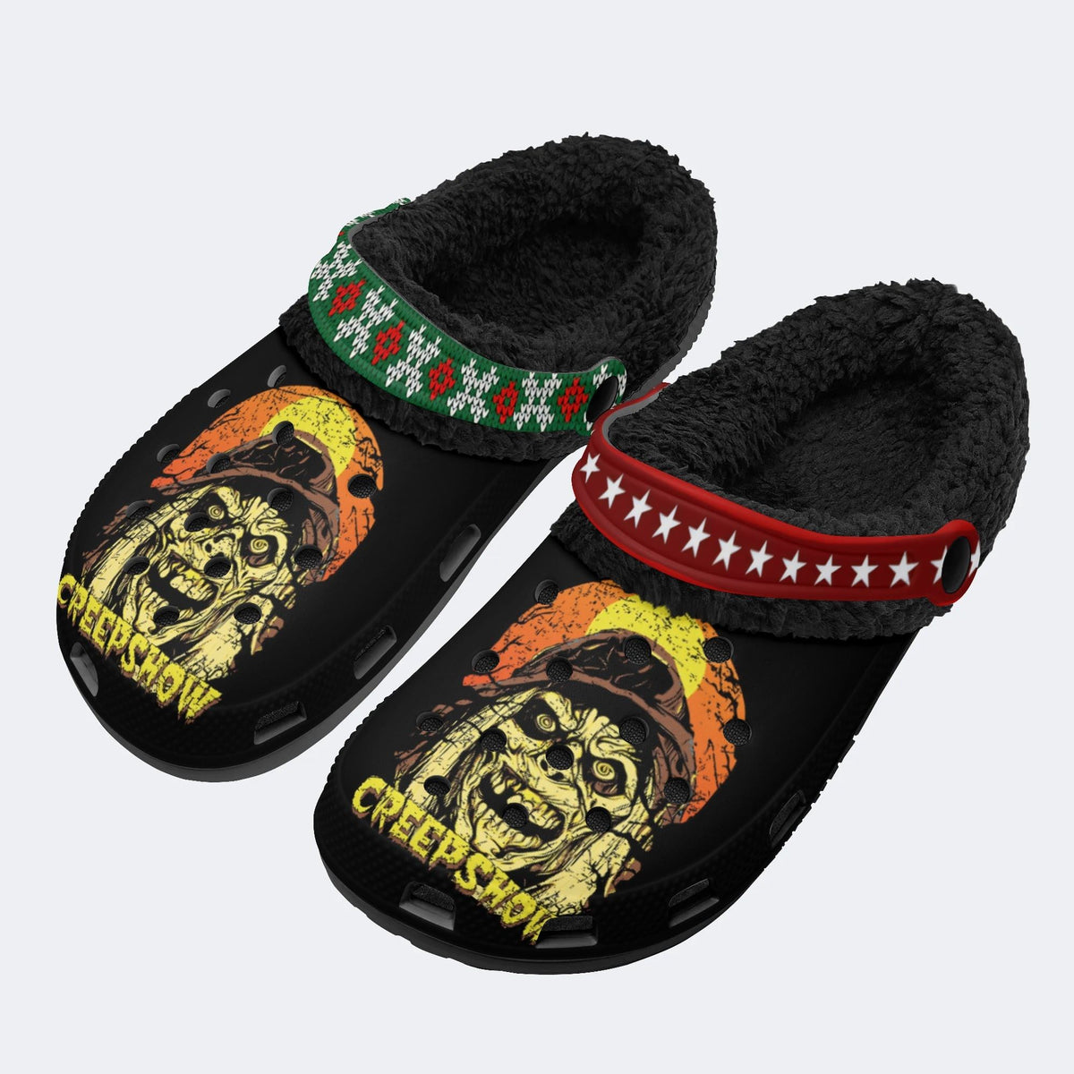 Horror Movie Graphic Print - Fur Lined Slippers/Sandals