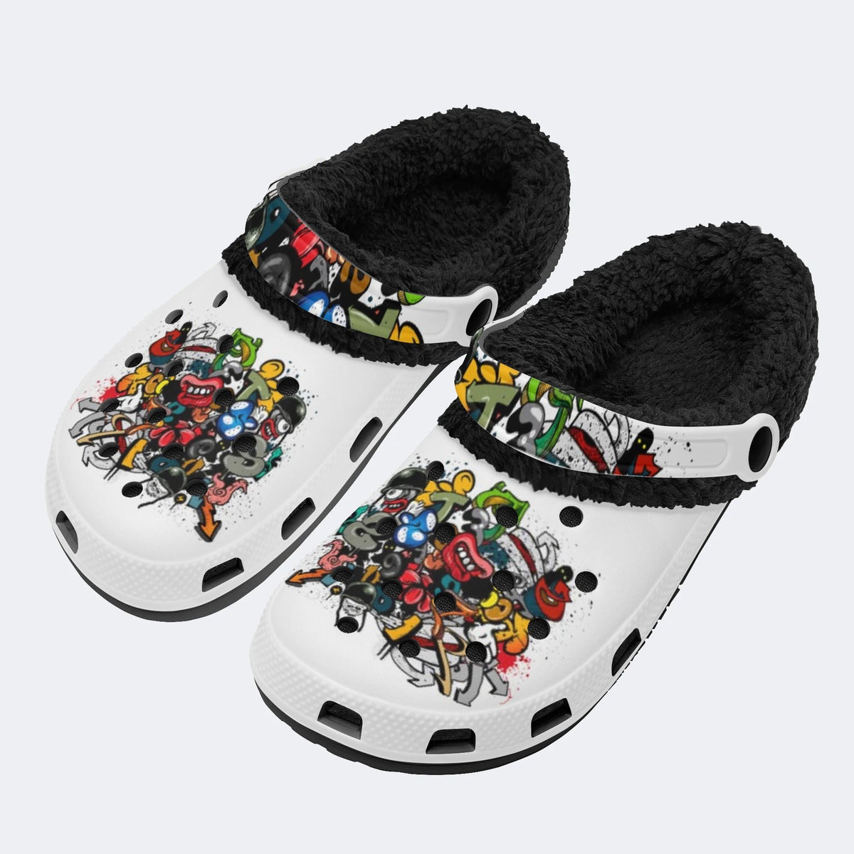 Wild Letter Graffiti - Fur Lined Slippers/Sandals