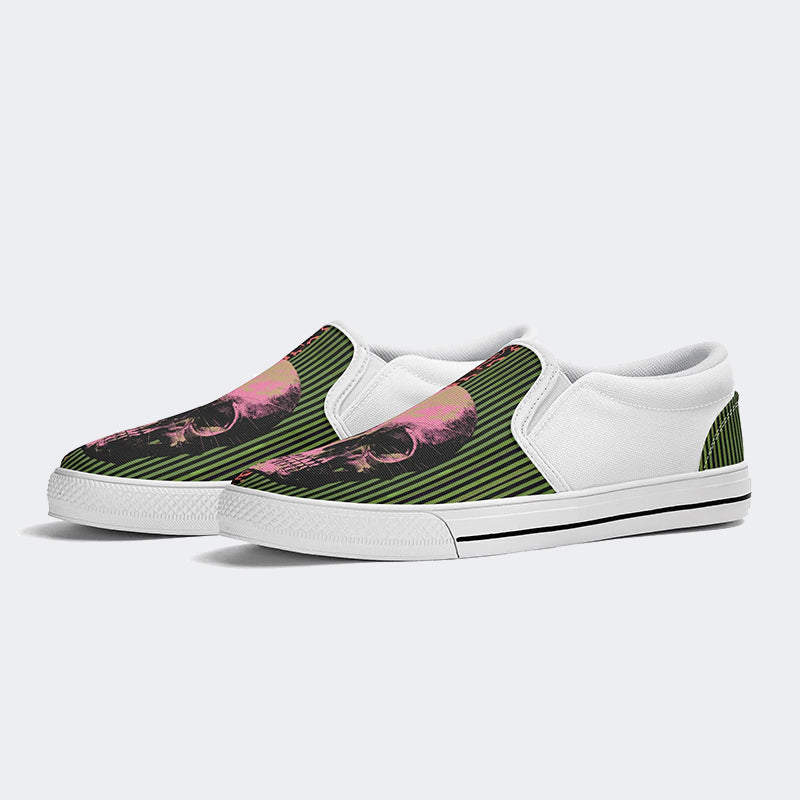 Unisex Skull Print - Slip On Shoes