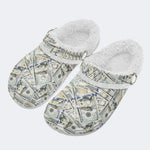 Unisex Papers Print - Fur Lined Slippers/Sandals