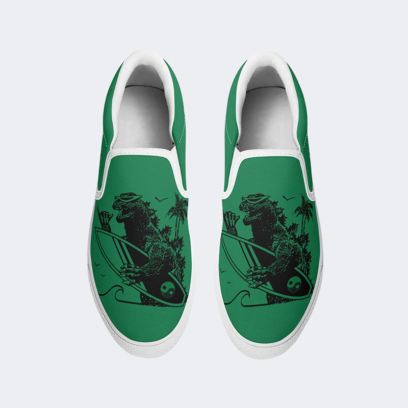 Dinosaur Surfing Vintage Unisex - Slip On Shoes