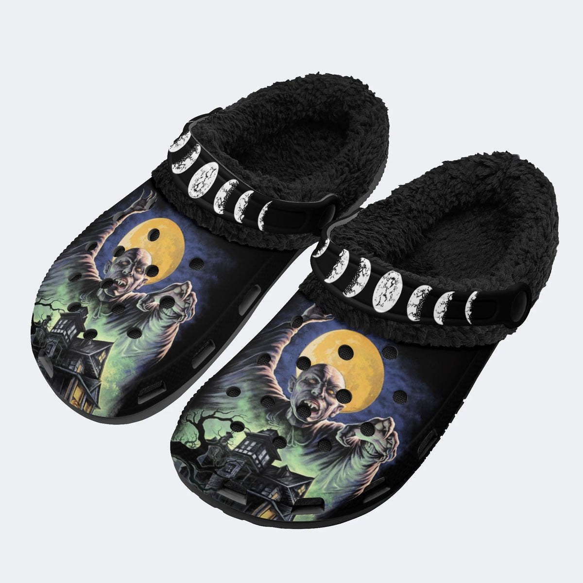 Halloween Horror Movies Print - Fur Lined Slippers/Sandals