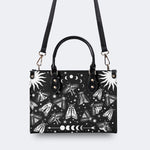 Vintage Dark Moth Print - Leather Handbag