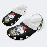 Skull Santa Print - Fur Lined Slippers/Sandals