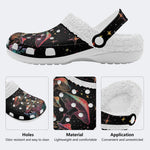 Colorful Starry Sky Mushroom Print - Fur Lined Slippers/Sandals