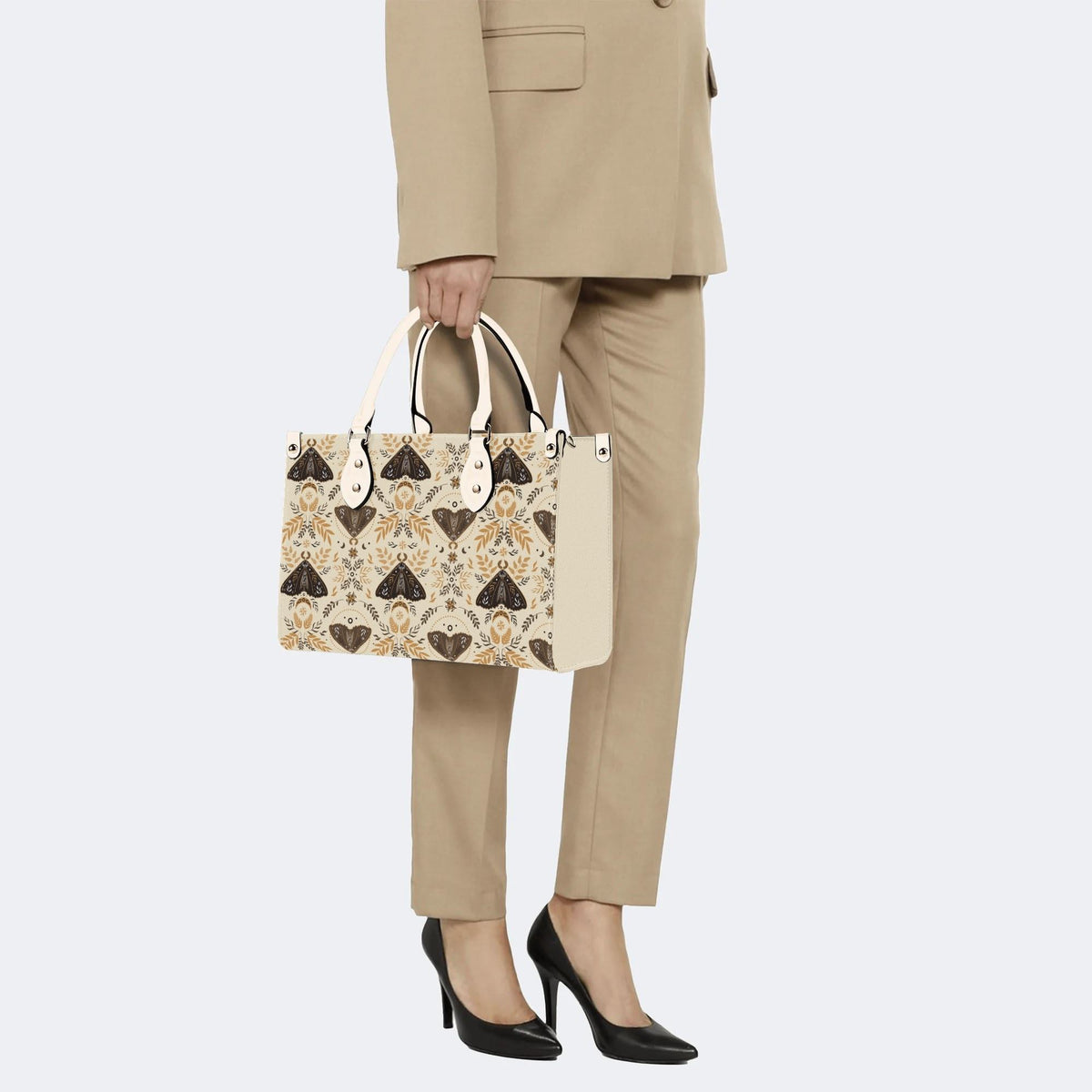 Moths Pattern Print - Leather Handbag