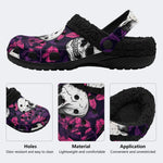 Dark Magenta Skull - Fur Lined Slippers/Sandals