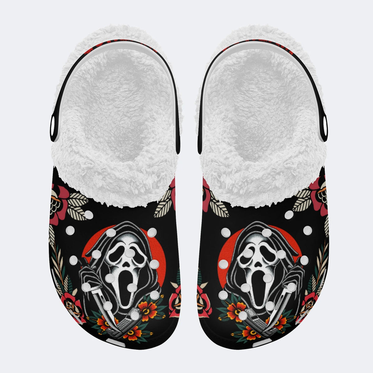 Halloween Scream Print - Fur Lined Slippers/Sandals