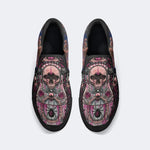 Unisex Death Skull Print - Slip On Shoes