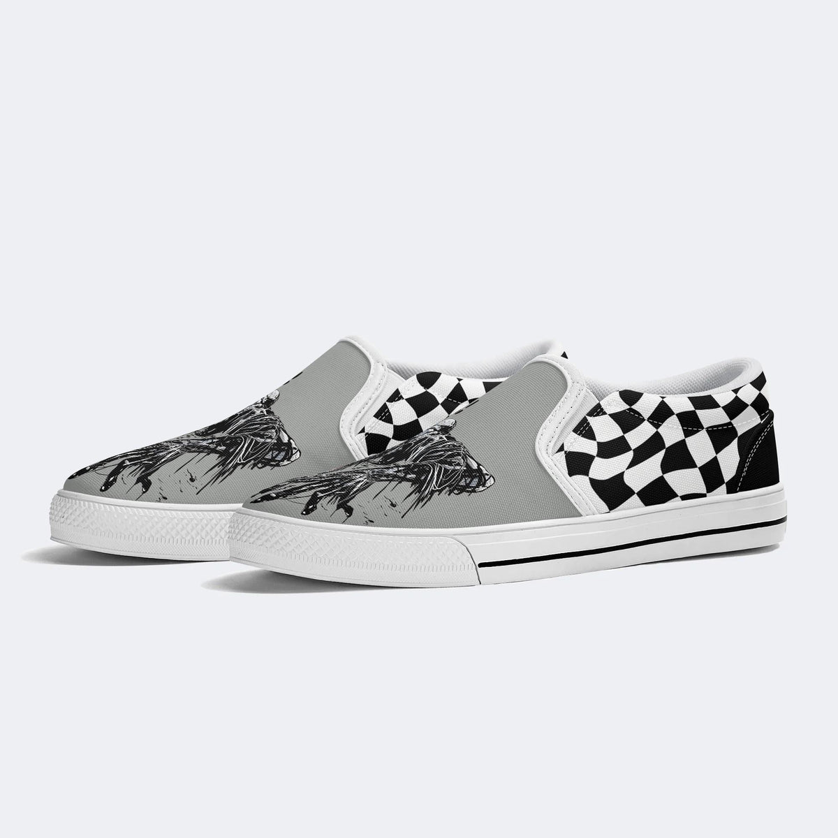 Unisex More Brains Print - Slip On Shoes