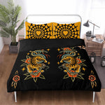Dark Dragon And Snake Print - Three Piece Bedding Set