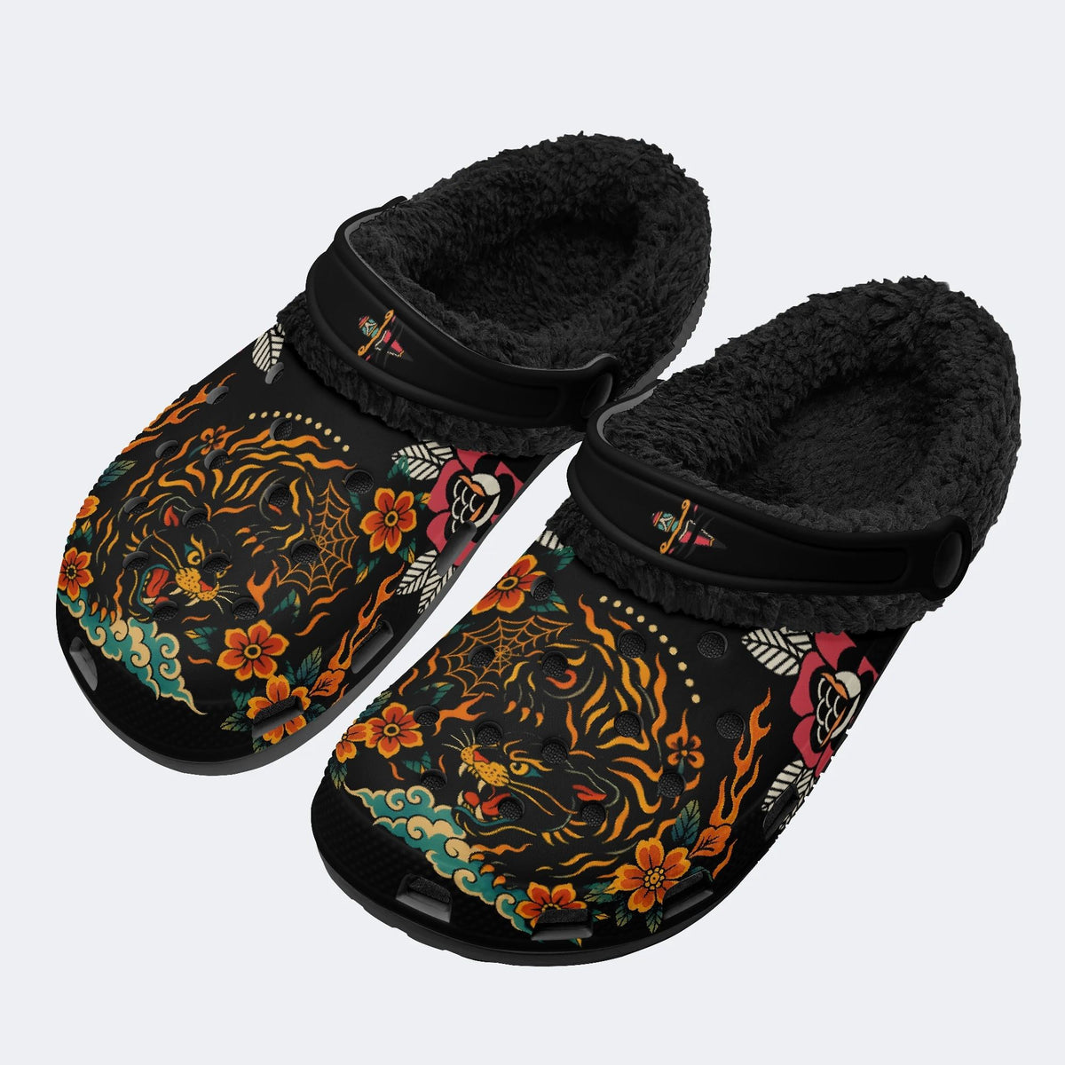 Black panther print - Fur Lined Slippers/Sandals