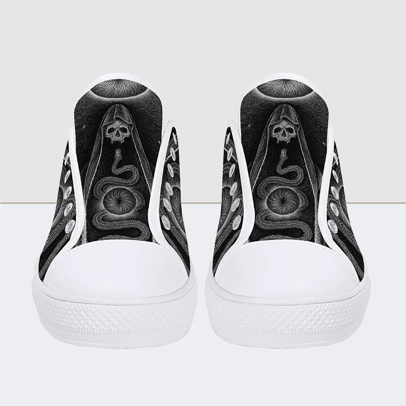 Psychopompos Skull Low Top Canvas Shoes