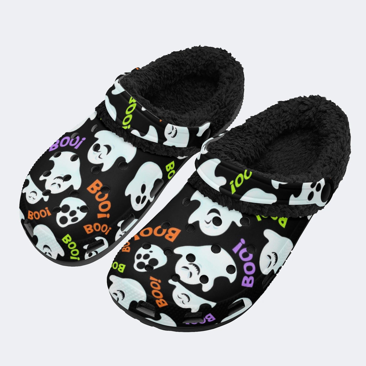 Boo Ghost Skull - Fur Lined Slippers/Sandals