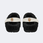 Gothic Santa Muerte Skull Rose - Fur Lined Slippers/Sandals