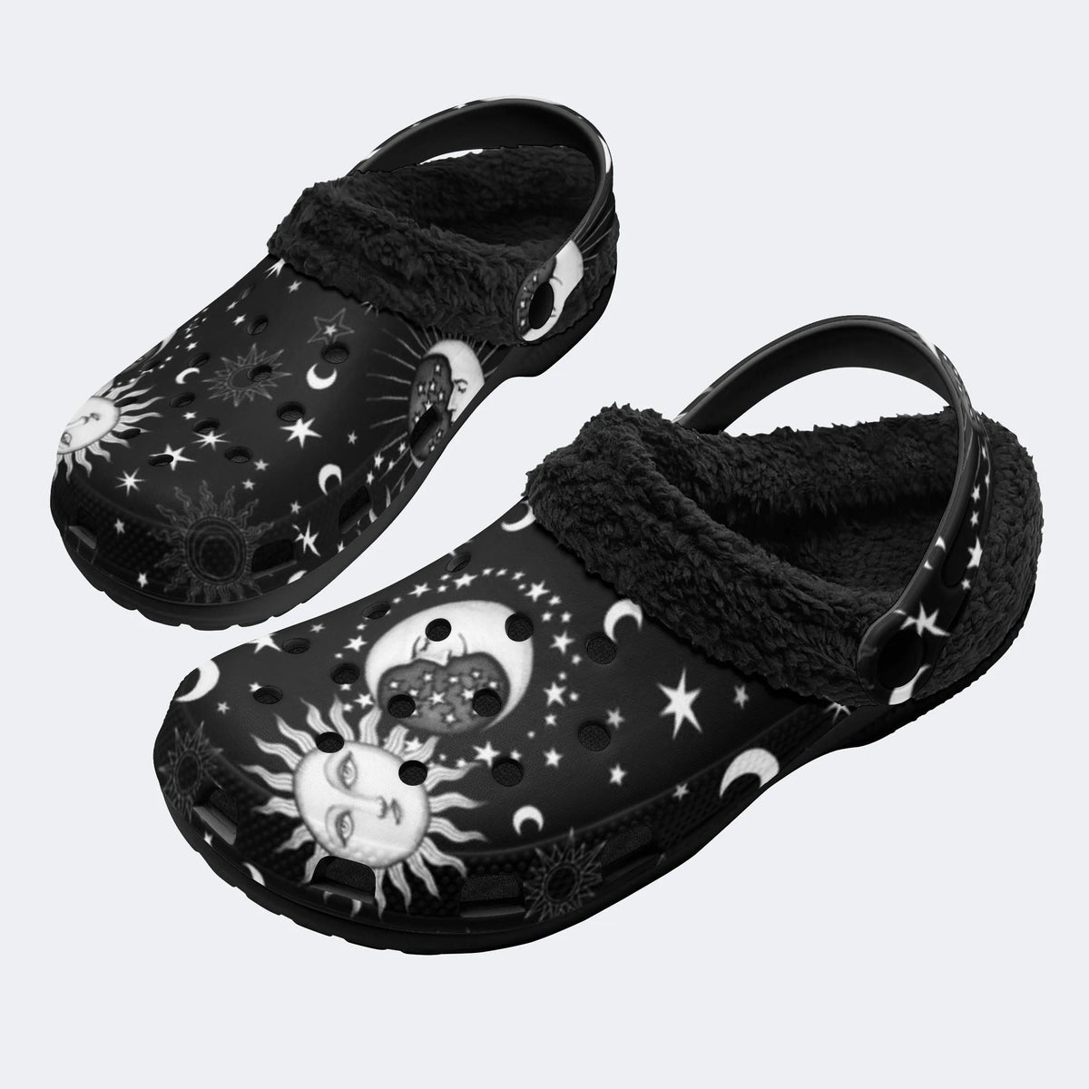 Sun Moon Stars - Fur Lined Slippers/Sandals