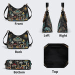Retro Dark Mushroom Eyes Halloween Print - Leather Crossbody Bag