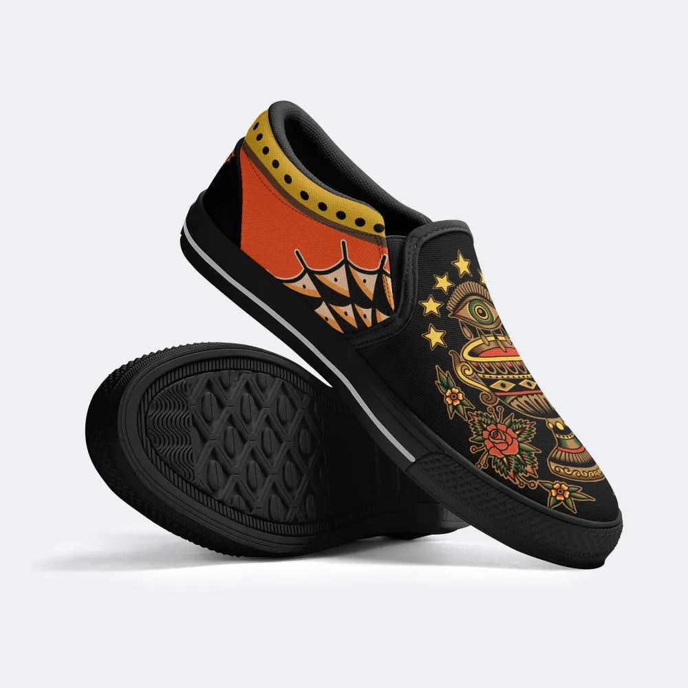 Old School Devil's Eye Print - Slip On Shoes