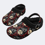 Gothic Raven Skull‑Fur Lined Slippers Sandals
