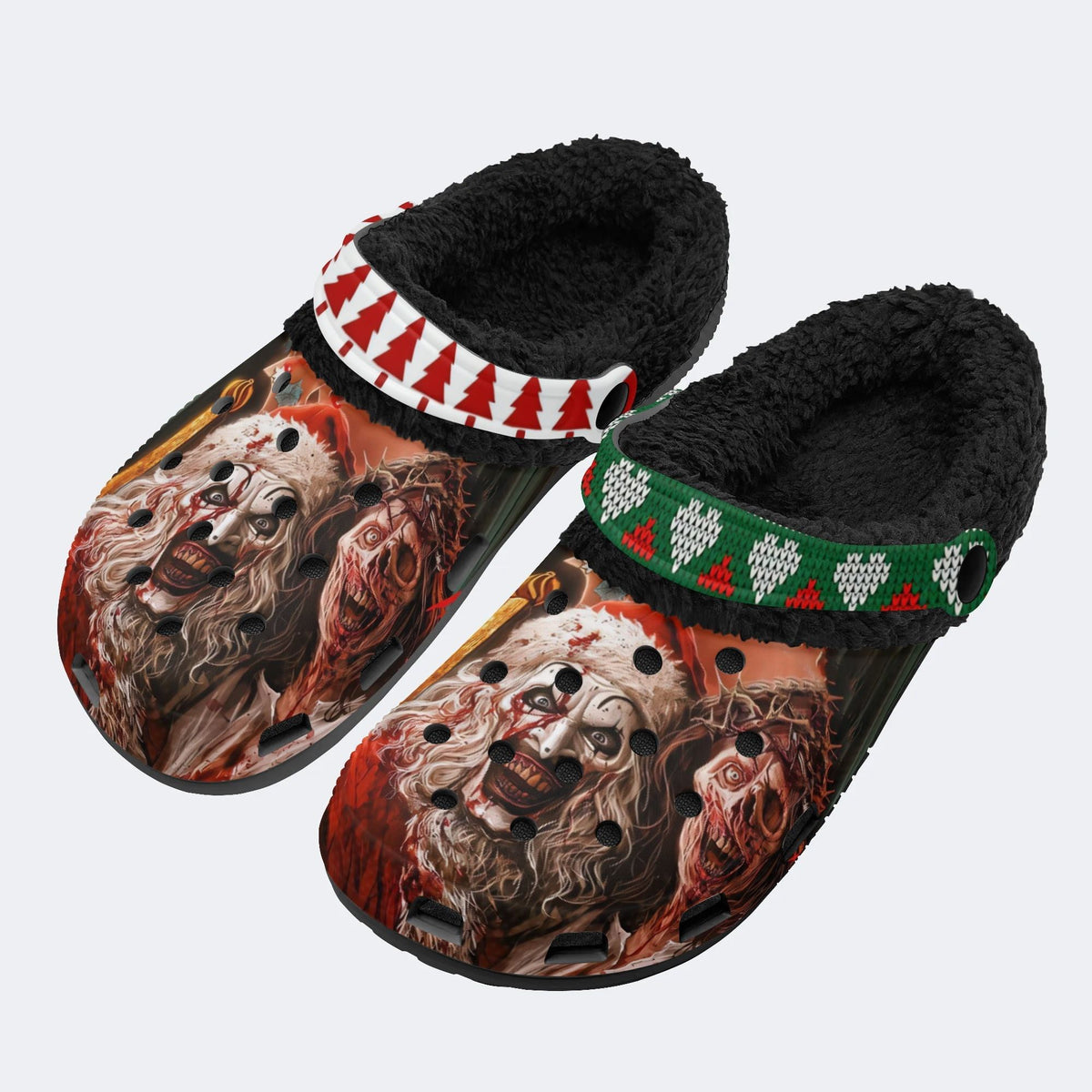 Christmas Ghostface Print - Fur Lined Slippers/Sandals